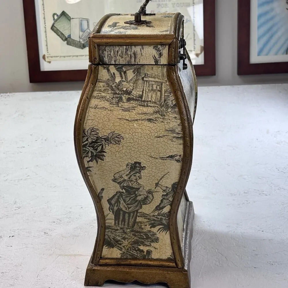 Vintage Style Wooden Wine Bottle Storage Box French Toile Decoupage Rustic Decor